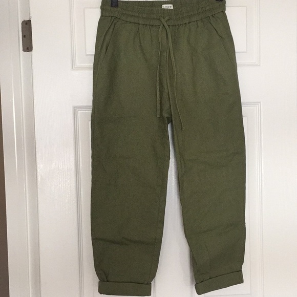 J.Crew Mercantile green drawstring pants, sz 0 - Picture 1 of 4